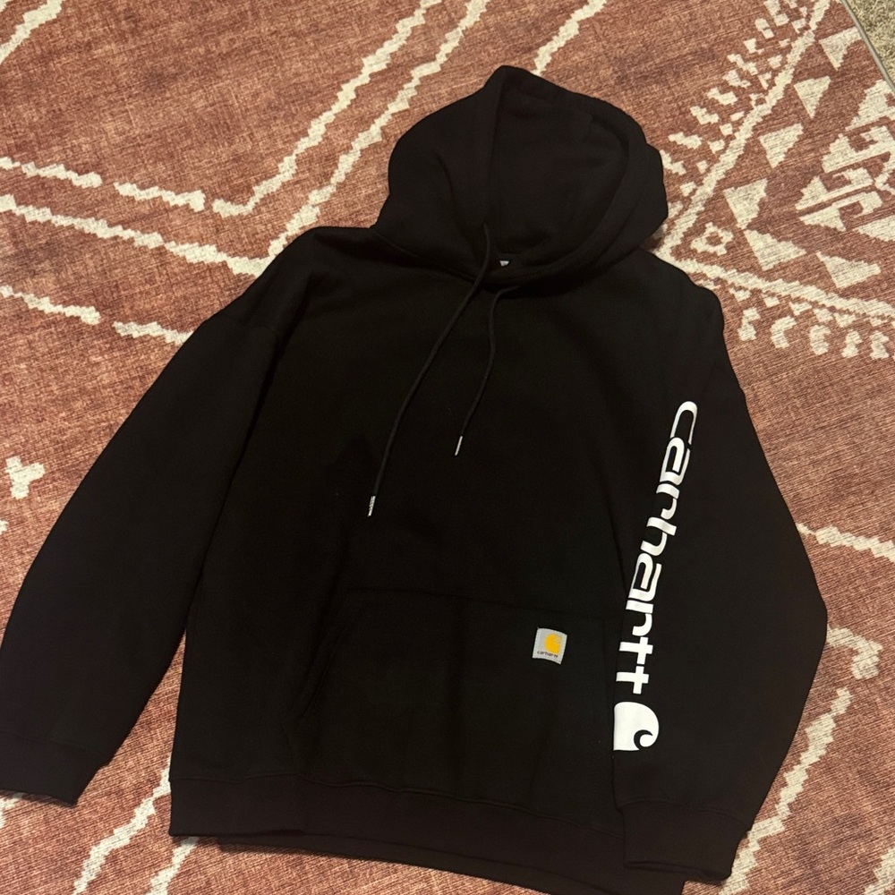 Carhartt Black Hoodie with Sleeve Logo